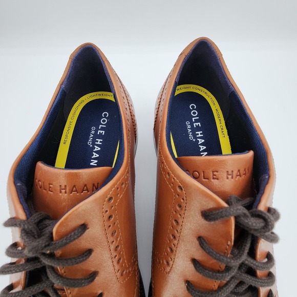 Cole Haan Grand+ Dress Wingtip Oxford Shoes Mens 11 M British‎ Tan C37330 NEW main image 11